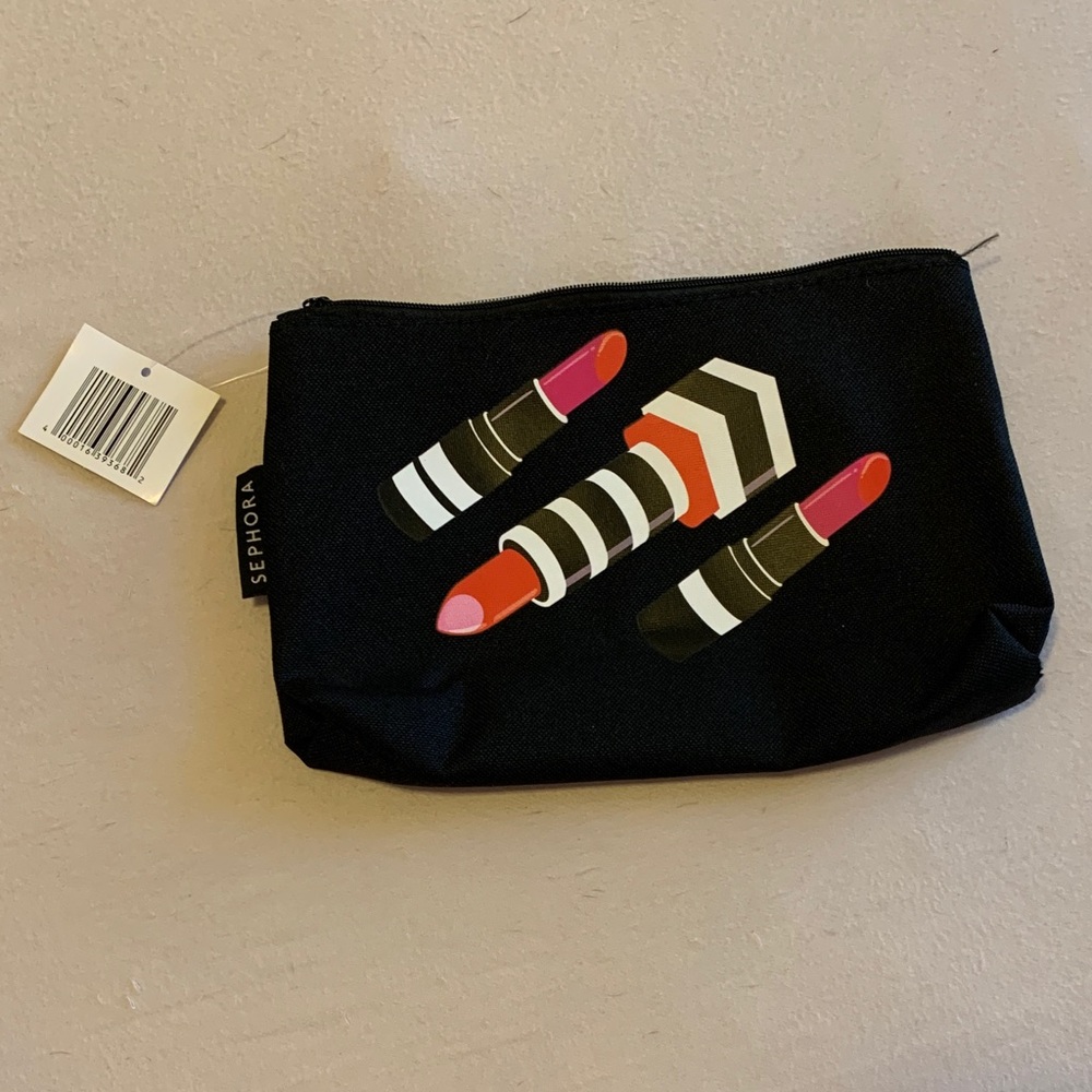 Sephora Black Pouch with Colorful Lipstick Design